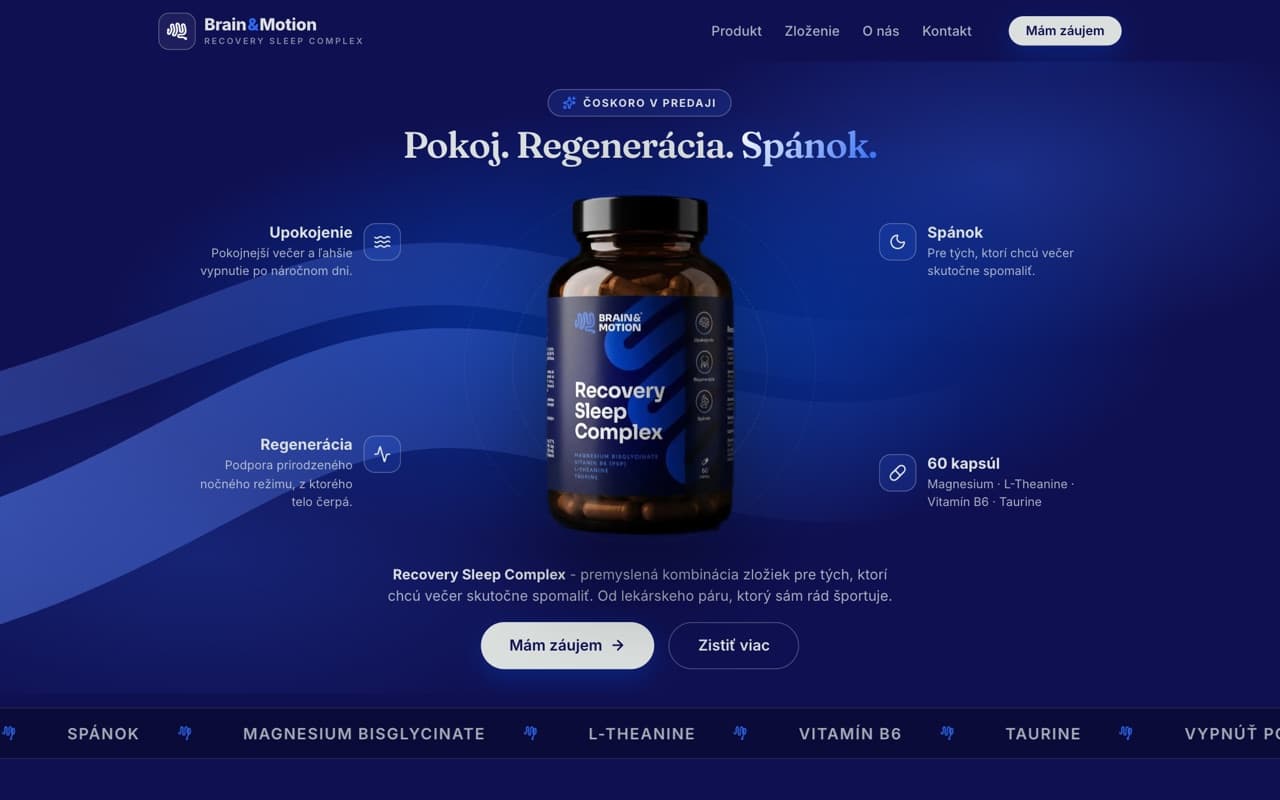 Náhľad webu Brain & Motion na počítači