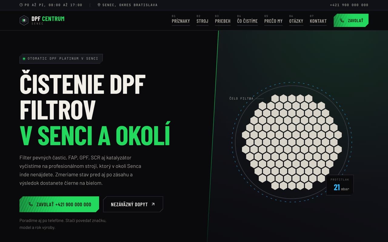 Náhľad webu DPF Centrum Senec na počítači