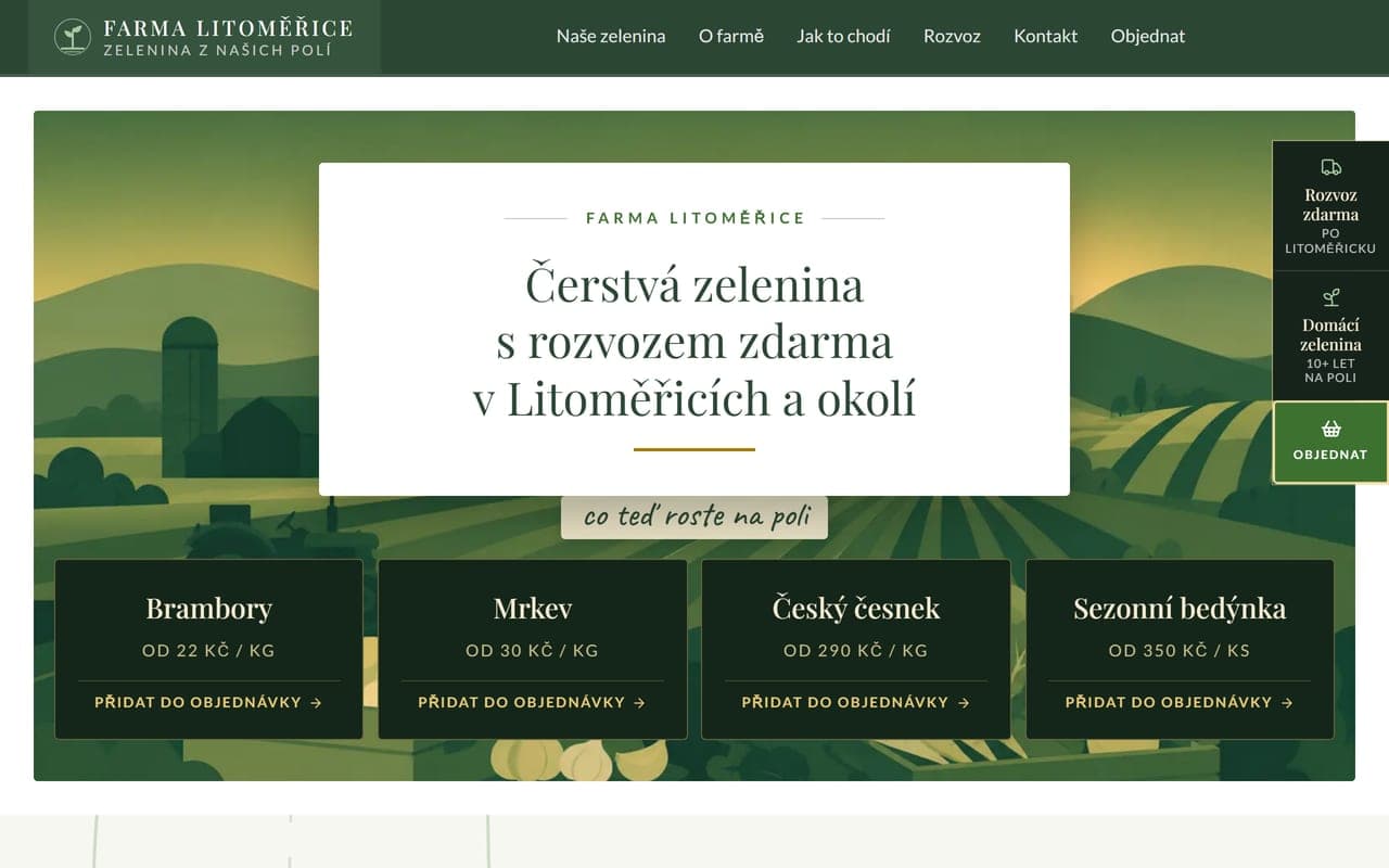 Náhľad webu Farma Litoměřice na počítači