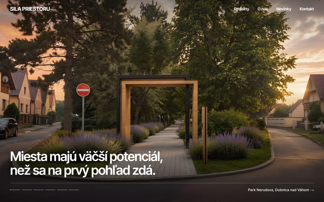 Náhľad webu Sila priestoru na počítači