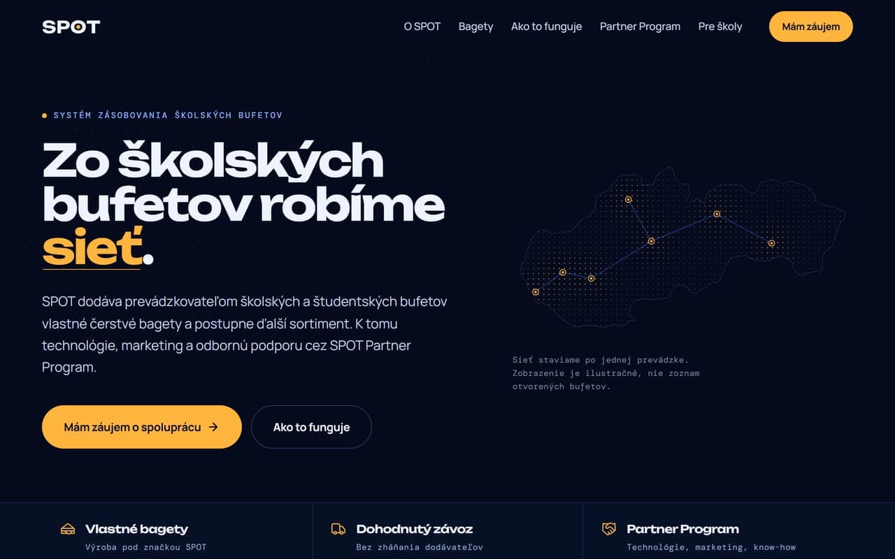 Náhľad webu SPOT na počítači