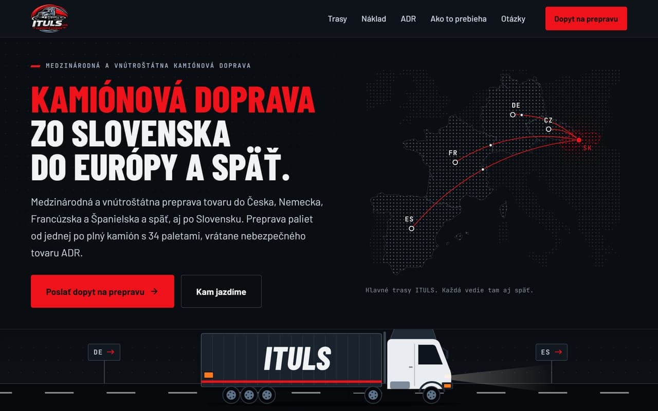Náhľad webu ITULS na počítači